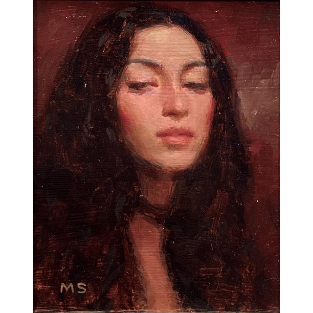 Figurative M.Y. 3 by Mark Bradley Schwartz | Oil on Board Portrait of a Woman with Long Hair For Sale - Image 3 of 4