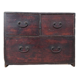 Antique Japanese Bunko Drawer Cabinet with Hidden Compartment, 1900s For Sale