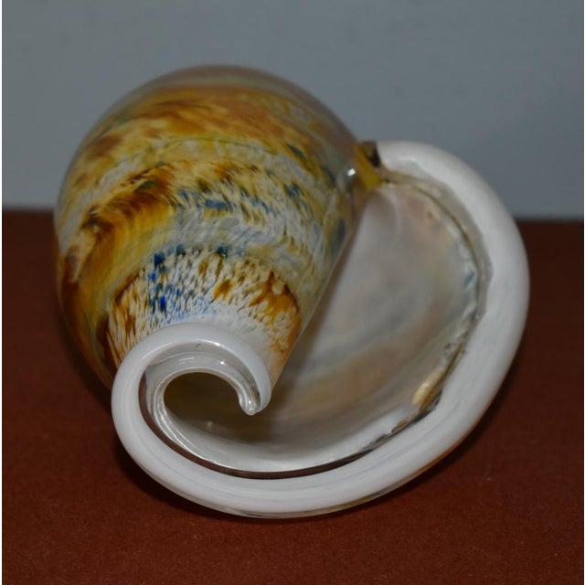 Burnt Orange Vintage Decorative Art Glass Conch Shell For Sale - Image 8 of 12