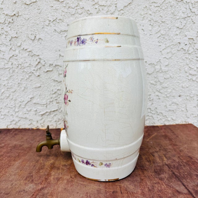 Antique English Staffordshire Brandy Ceramic Barrel Dispenser, Circa 1900 For Sale - Image 4 of 14
