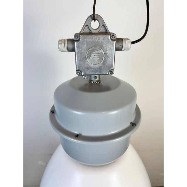 Large Industrial White Enamel Factory Lamp from Elektrosvit, 1990s For Sale - Image 9 of 17