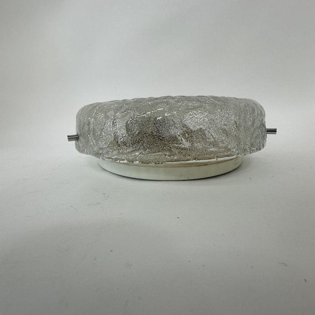 Bubble Iced Glass Ceiling Lamp from Hillebrand, 1970s For Sale - Image 4 of 7