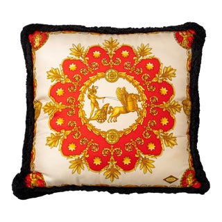 Versace Silk Throw Pillow For Sale
