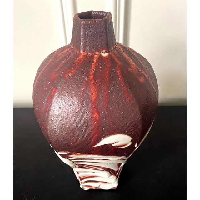 Japanese Studio Ceramic Vase by Ken Matsuzaki with Original Tomobako For Sale - Image 11 of 18