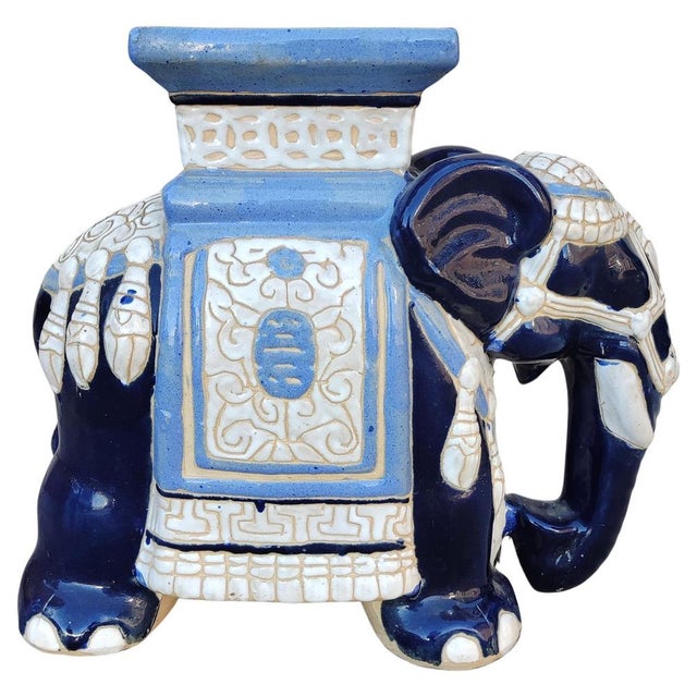 Vintage Elephant Shaped Ceramic Garden Stool or Plant Stand, Belgium, 1960s For Sale - Image 10 of 10