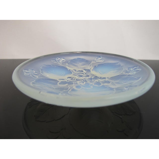 Mid 20th Century Sabino Opalescent Glass Violet Flower Leaf Footed Dish Trinket Tray For Sale - Image 5 of 9