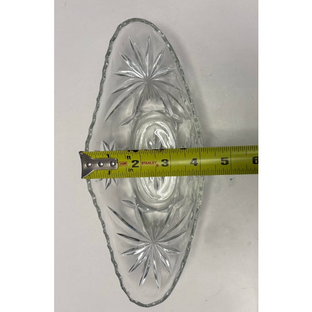 American Pressed Glass Oval Celery or Relish Dish, Starburst Pattern, Circa 1930s–1950s For Sale In Indianapolis - Image 6 of 7