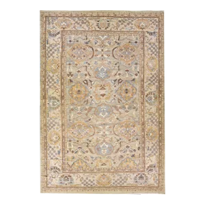 Grey and Beige Modern Handmade Sultanabad Oversize Floral Wool Rug