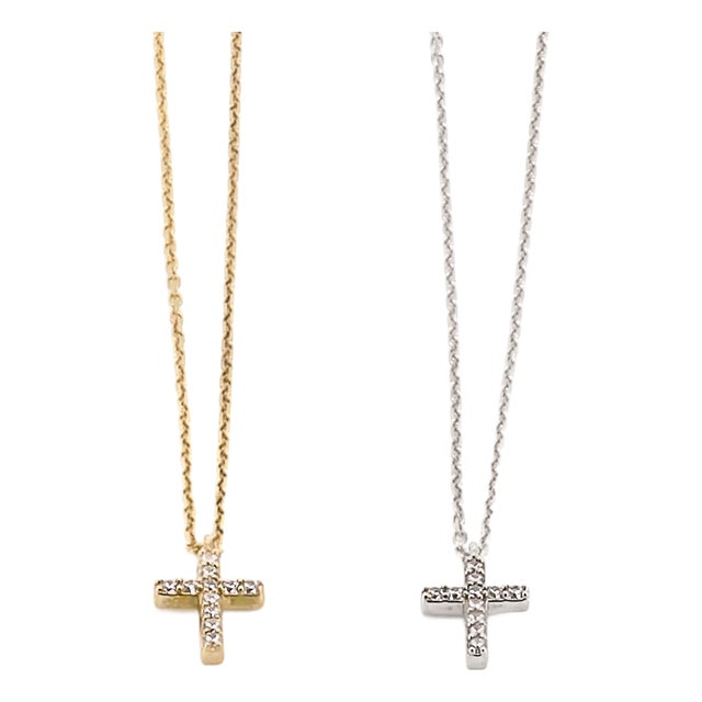 Dainty Diamond Cross Necklace For Sale
