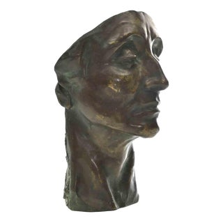 Amedeo Bocchi, Head of Man Sculpture, 1920s, Bronze For Sale