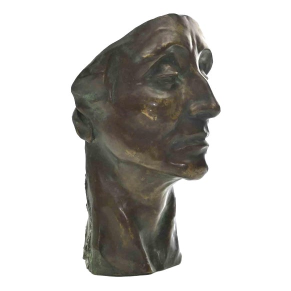 Amedeo Bocchi, Head of Man Sculpture, 1920s, Bronze For Sale