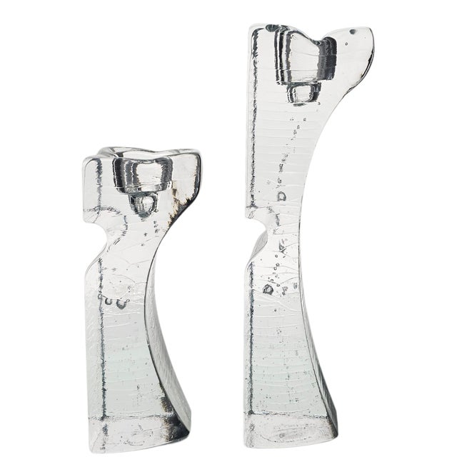 Kosta Boda Pair of 1970s Kosta Boda Kjell Engman “Connect” Sweethearts Glass Candle Holders, Sweden For Sale - Image 4 of 12
