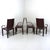 Set of 4 rare leather Arcadia dining chairs by Arper, Italy (marked). Chrome frame covered with think brown-red leather....