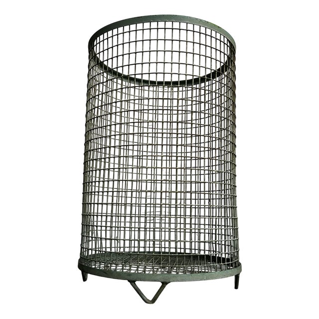 Vintage French Green Wire Basket, 1960s For Sale