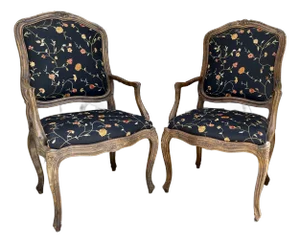 Pair of 19th C. French Louis XVI Armchairs in Brunschwig Et Fils