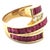 Metal Ruby & Diamond 18k Ring Yellow Gold Wide Impresive 5 Row Bypass Fan Band For Sale - Image 7 of 7