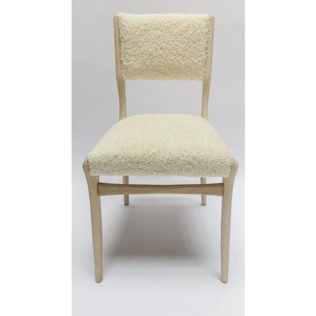 Ivory Custom Mid Century Style Oak Dining Chair in Ivory Boucle For Sale - Image 8 of 8