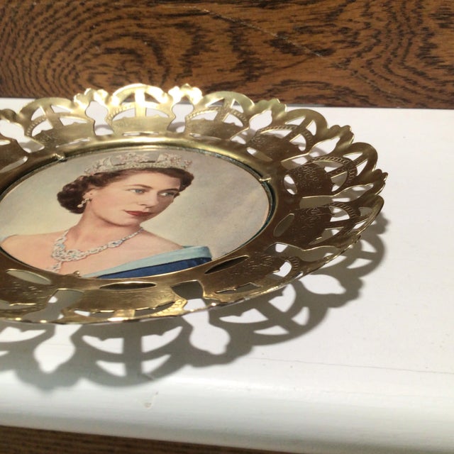 Brass Queen Elizabeth and Prince Phillip Brass Crown Filigree Coronation Wall Decor - A Pair For Sale - Image 8 of 13