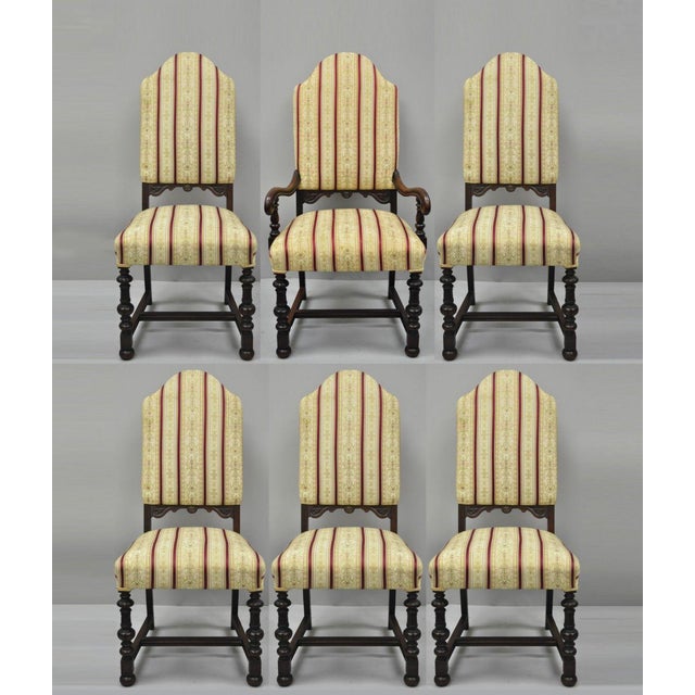 Jacobean Depression Renaissance Revival Walnut Upholstered Dining