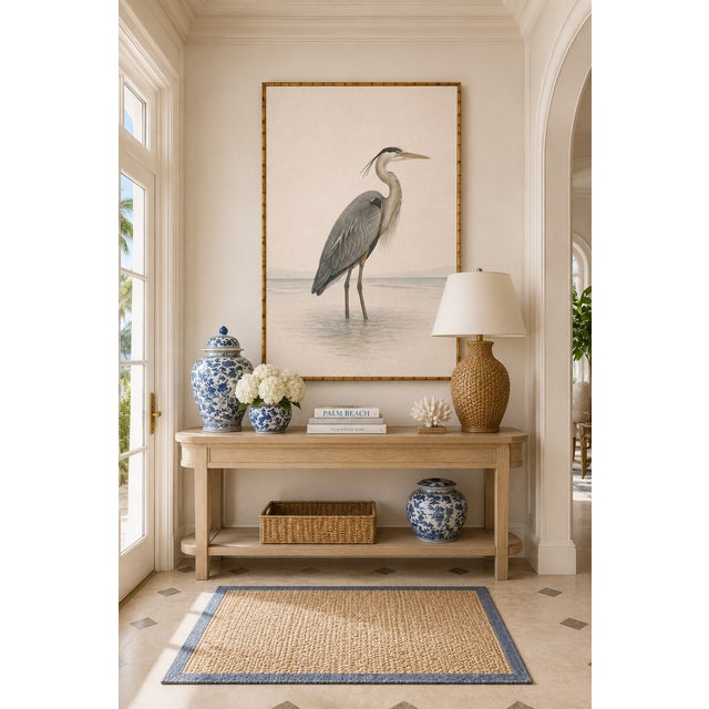 Great Blue Heron Coastal Study, Neutral Bird Wall Art Print, 40" X 60" For Sale - Image 11 of 13