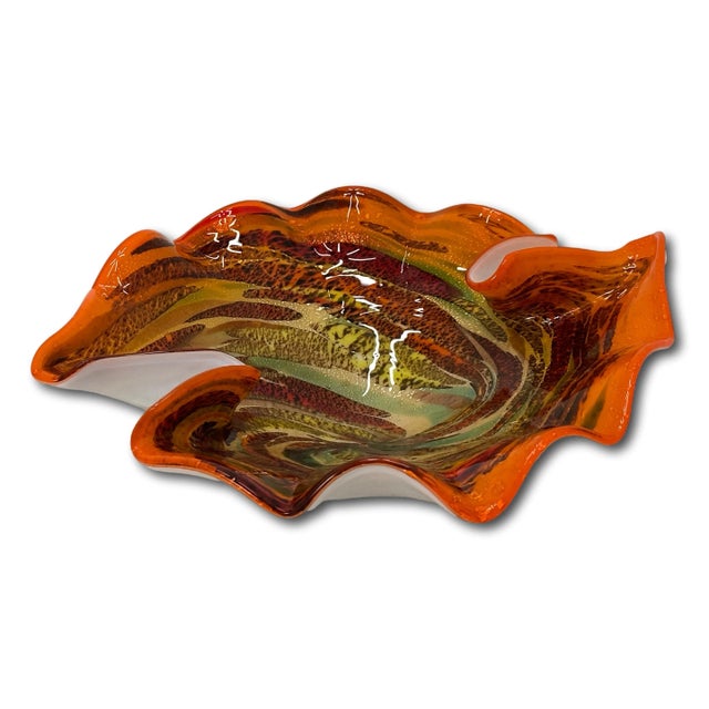 Stunning Mid 20th Century Venetian - Italian Murano Hand Blown Art Glass Bowl For Sale In Boston - Image 6 of 13