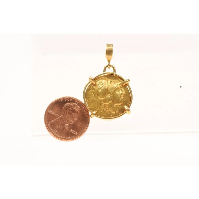 Gold Greek Gold Stater Coin Pendant Trimmed in 22k Gold For Sale - Image 8 of 12