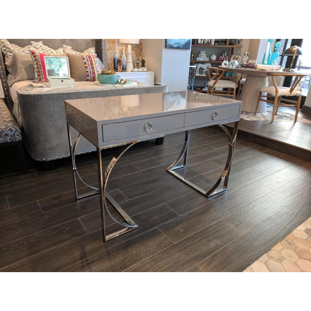 Contemporary Grey Lacquer Desk Chairish
