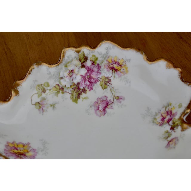 Ceramic Antique Limoges Trinket Dish Elite Works France Porcelain Floral Leaf Shape Gilt For Sale - Image 7 of 15