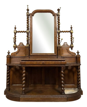 Renaissance Style Oak Castle Coat Rack, 1850s