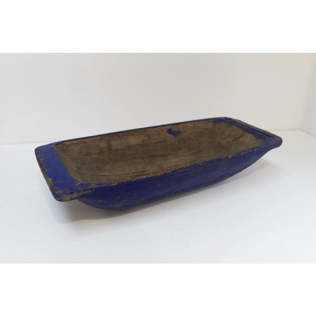 Large Antique Swedish Folk Art Blue Wooden Trough, Late 1800s For Sale - Image 10 of 17