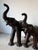 Brown Vintage Safari Style Oversized Leather Elephant Sculptures With Raised Trunks – A Pair For Sale - Image 8 of 18
