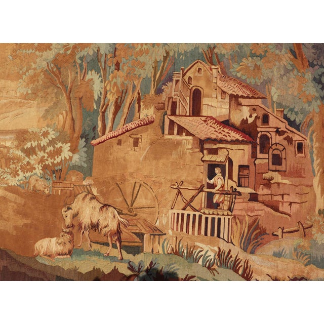 19th Century Antique French Verdure Tapestry With a Countryside Scene For Sale - Image 10 of 16