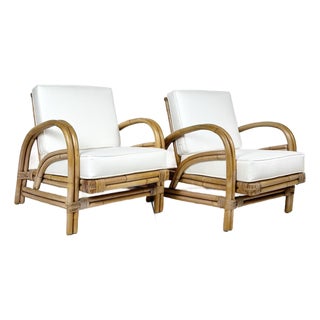 Vintage Rattan Lounge Chairs- A Pair For Sale