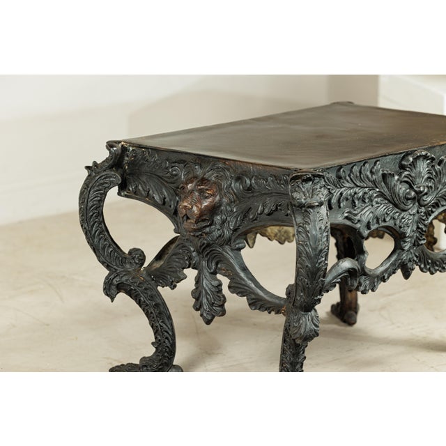 Late 20th Century Late 20th Century Bronze Table with Sculpted Lion Heads, Paw Feet, and Ornate Foliage Detailing For Sale - Image 5 of 18