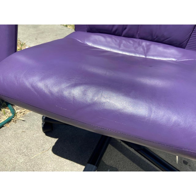 1990s 1990s Mario Bellini Vitra Figura Post Modern Purple Leather Desk Chair For Sale - Image 5 of 12