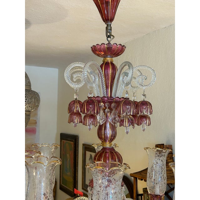Antique Venetian Glass Chandelier For Sale - Image 4 of 8
