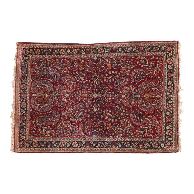 Vintage Sarouk Rug - 3'4" X 4'11" For Sale