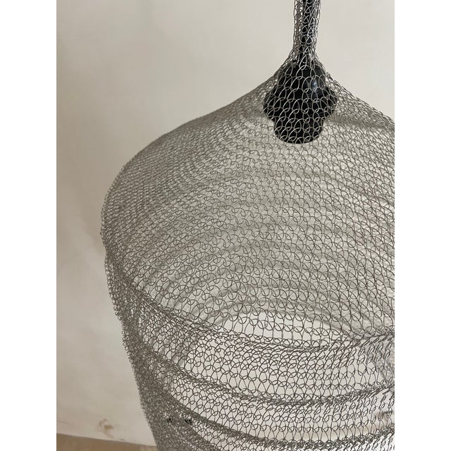 21st Century Handcrafted Knitted Lamp Wavy Bell in Silver Color, D35cm For Sale - Image 9 of 11
