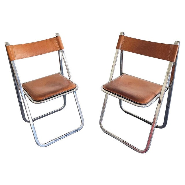 Set of Model Tamara Folding Chairs in Cognac Leather attributed to Arrben, Italy, 1970s For Sale - Image 14 of 14
