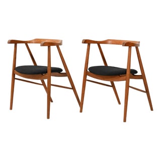 Walnut Dining Chairs, 1950s, Set of 2 For Sale