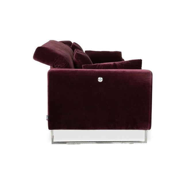 Embrace Three-Seater Sofa in Velour Velvet, Chrome and Violet with Manual Function by Brühl For Sale - Image 12 of 15