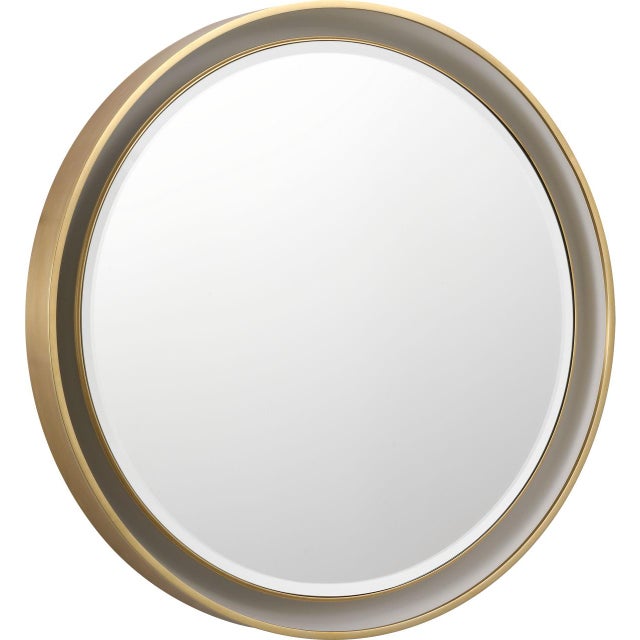 Visual Comfort Thomas O'Brien for Visual Comfort Signature Tricia 24" Illuminated Round Mirror in Hand-Rubbed Antique Brass For Sale - Image 4 of 11