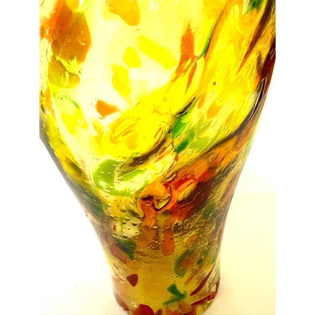 Mid 20th Century Tall Yellow Hand-Blown Glass Bottle in Murano Style For Sale - Image 12 of 17