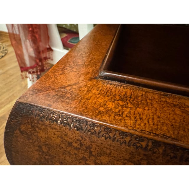 Vintage Maitland-Smith Hand-Painted Lift-Top Storage Box Table on Carved Wood Stand For Sale - Image 15 of 18