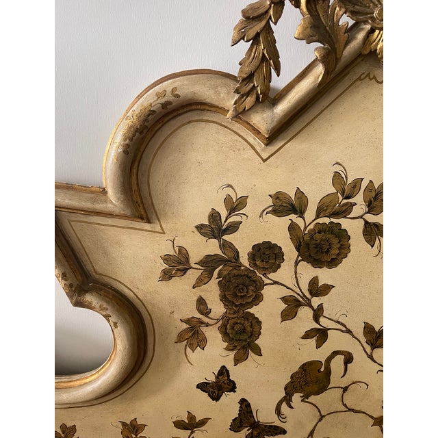 Italian 1950s Vintage Hand Painted Wood Italian King or Queen Size Headboard For Sale - Image 3 of 18