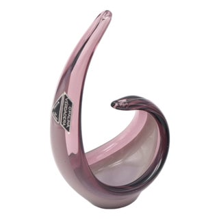 Spanish Amethyst & Opaline Sommerso Art Glass Coquille Sculpture from Viartec, 1970s For Sale