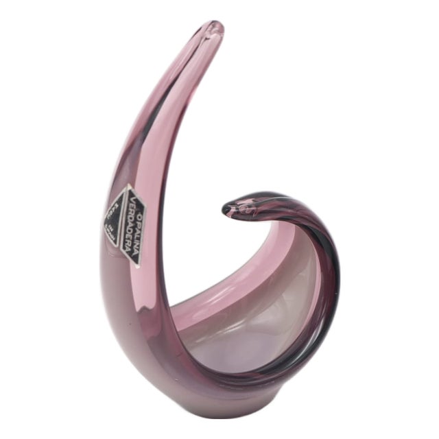 Spanish Amethyst & Opaline Sommerso Art Glass Coquille Sculpture from Viartec, 1970s For Sale