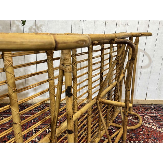 Vintage Rattan and Bamboo Daybed, 1960s For Sale - Image 11 of 17