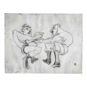 1930s Wrestlers Etching by Barnard