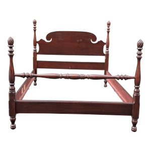 1950s Mid Century Colonial Full Size Pineapple Four Post Bedframe